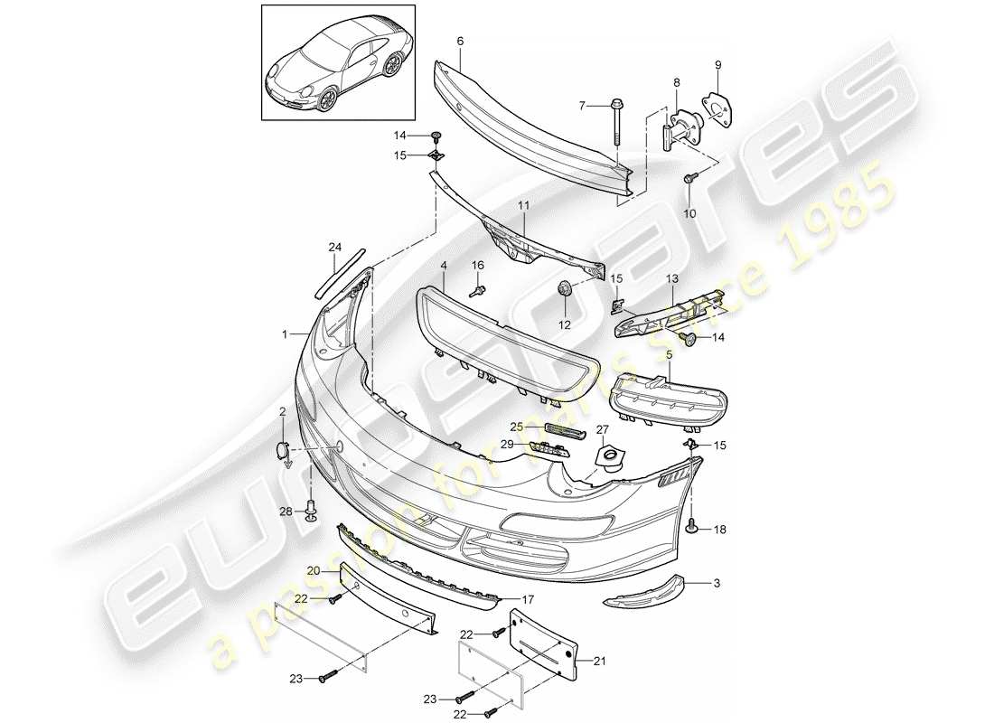 porsche 2011 (997-2) bumper parts diagram