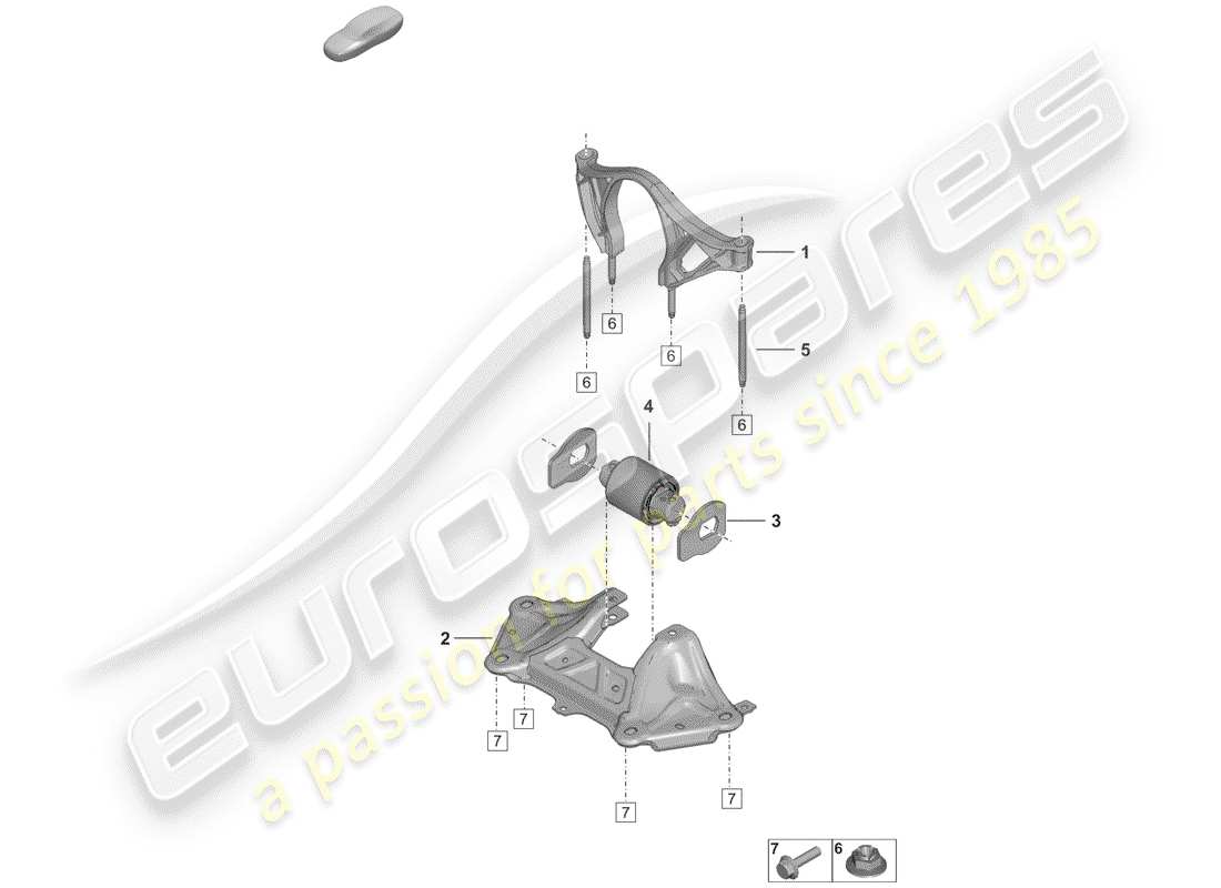 porsche 992 (2019) mounting parts for engine and parts diagram