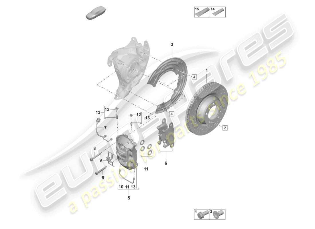 porsche 2019 (992-1) disc brake 17 rear axle black parts diagram