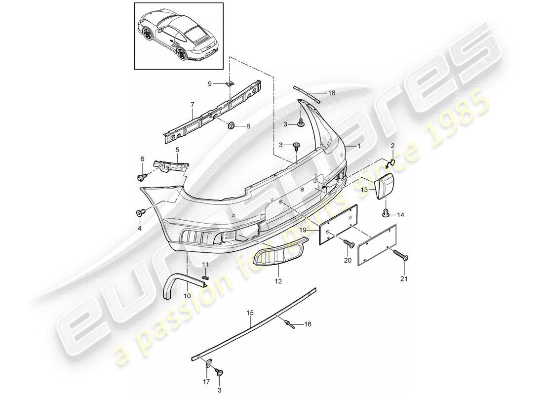 porsche 911 t/gt2rs (2013) lining parts diagram