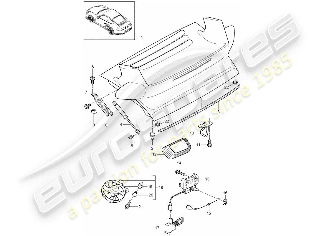 porsche 2012 (997-2 turbo / gt2 rs) cover part diagram