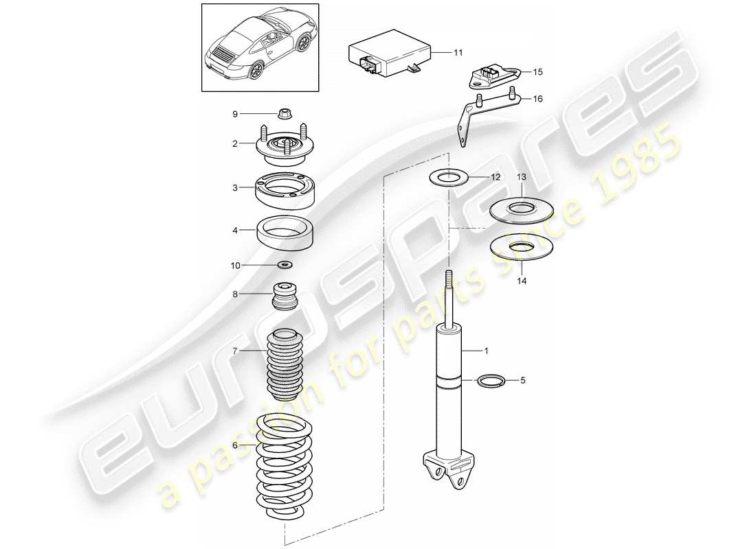 porsche 2011 (997-2) shock absorber parts diagram