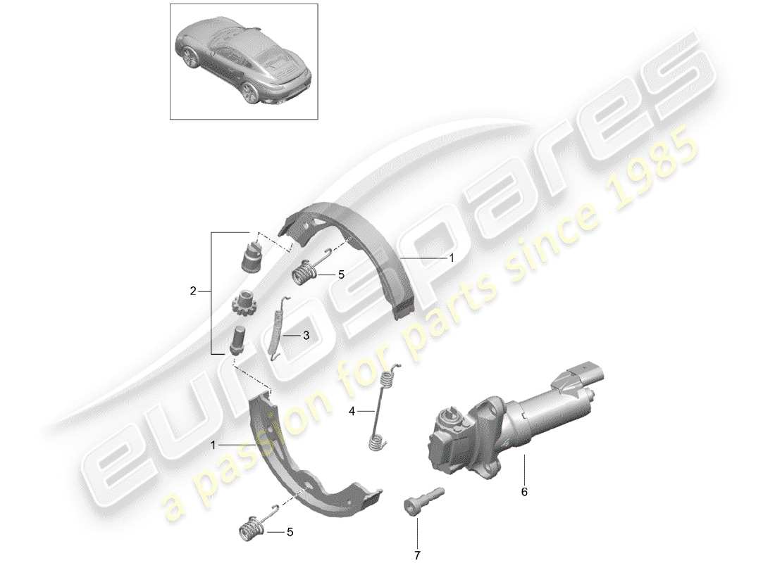 porsche 991 turbo (2020) parking brake parts diagram