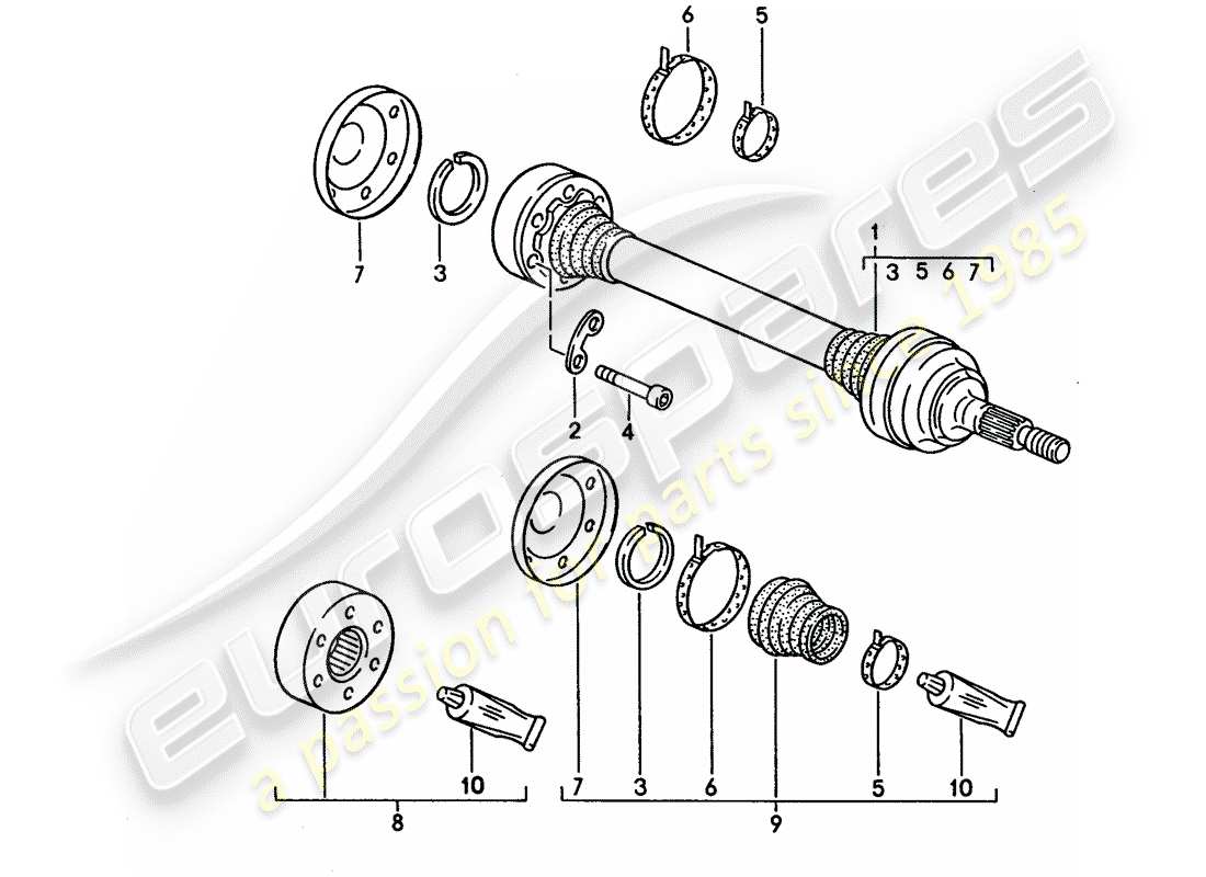 porsche 1995 (928) drive shaft part diagram