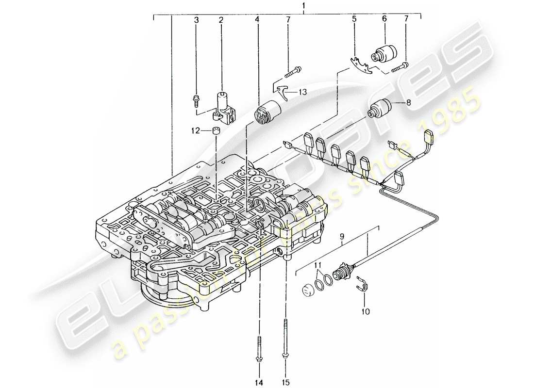 porsche 1997 (986 boxster) tiptronic - - valve body - solenoid valve - pressure regulator part diagram