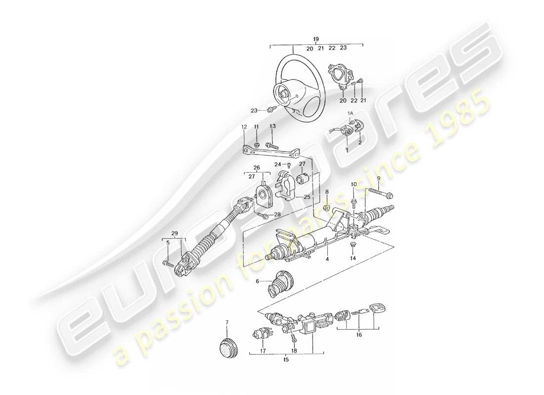 porsche 2003 (996 turbo / gt2) steering protective pipe - intermediate steering shaft - steering wheels part diagram
