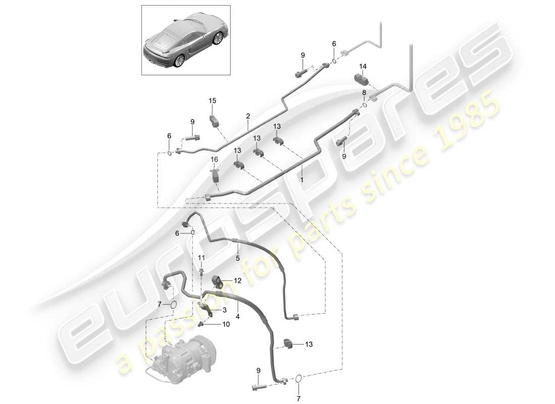 porsche cayman gt4 (2016) refrigerant circuit parts diagram