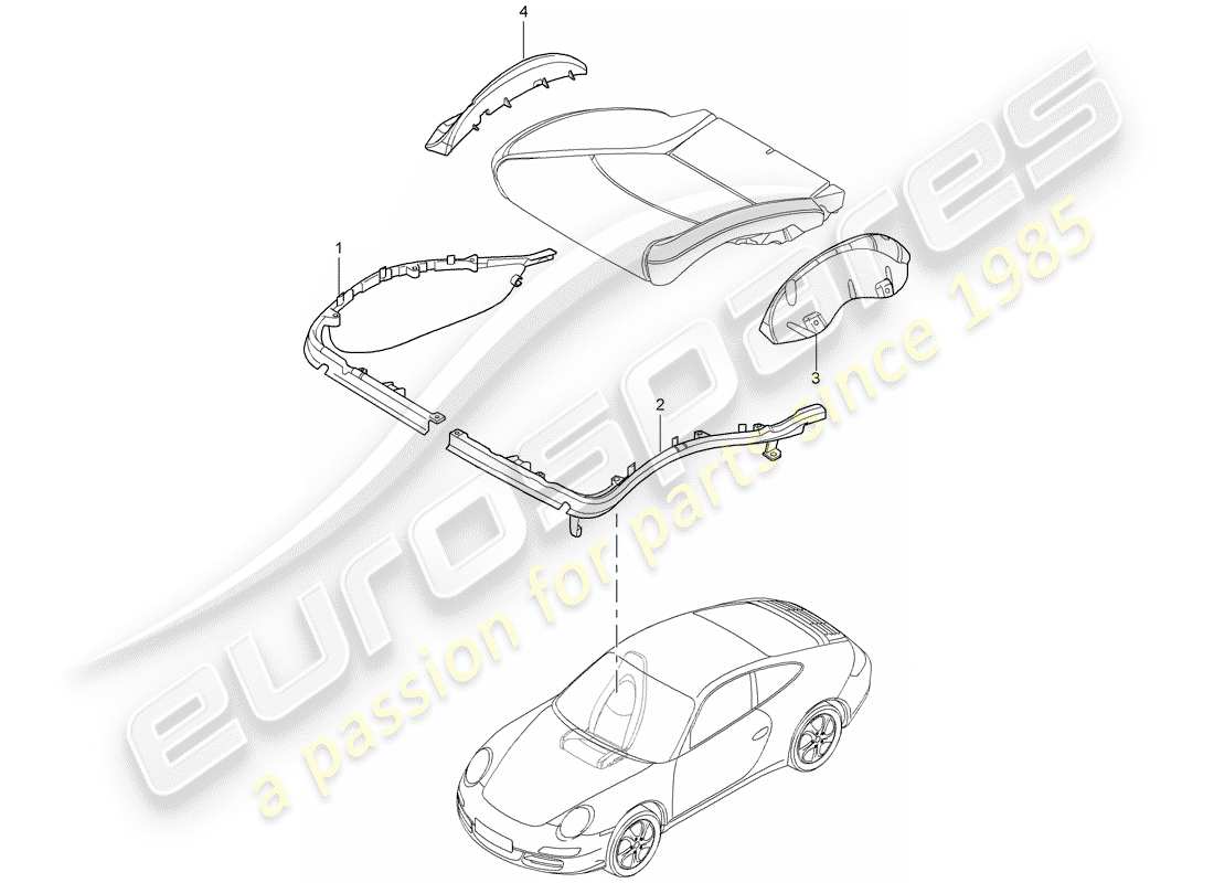 porsche 2006 (997-1) cushion carrier part diagram