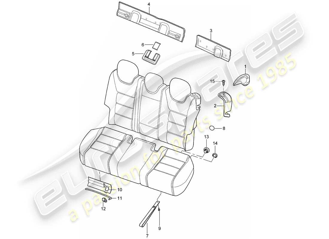 porsche cayenne (2010) back seat backrest part diagram