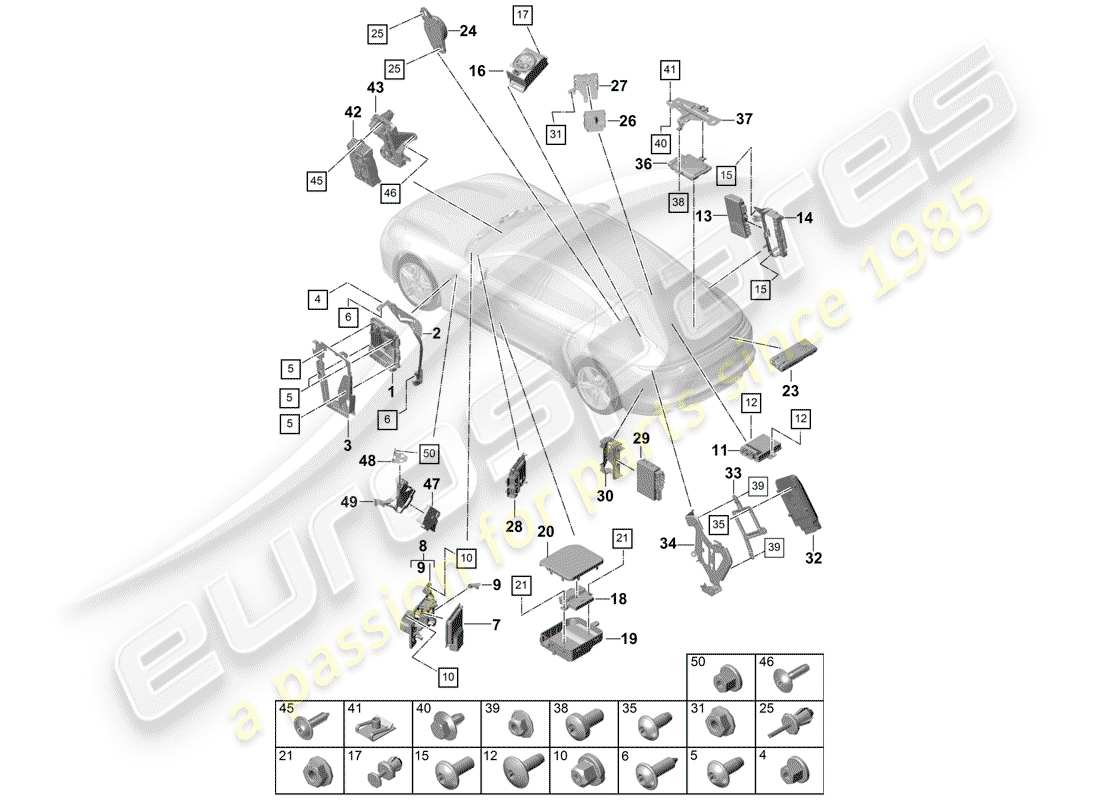 porsche 2019 (panamera 971-1) control units part diagram