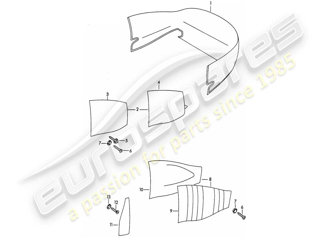 porsche 1964 (356b/356c) trims - interior equipment parts diagram