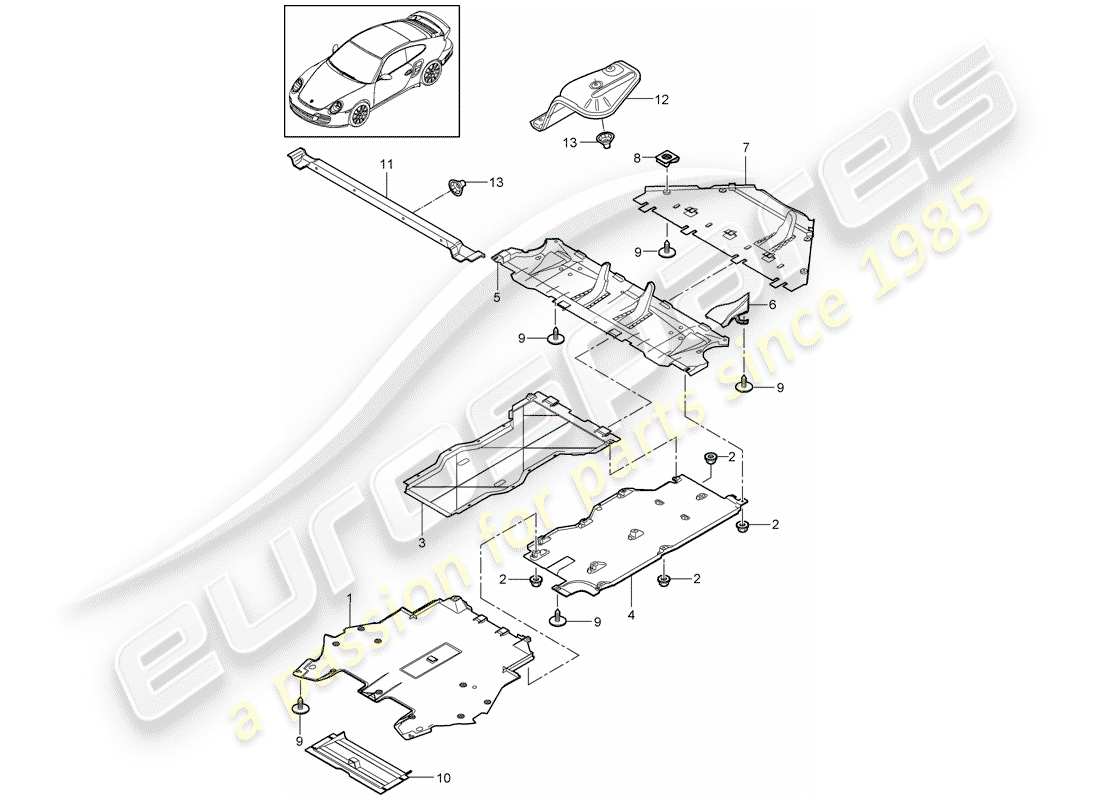 porsche 2013 (997-2 turbo / gt2 rs) trims parts diagram