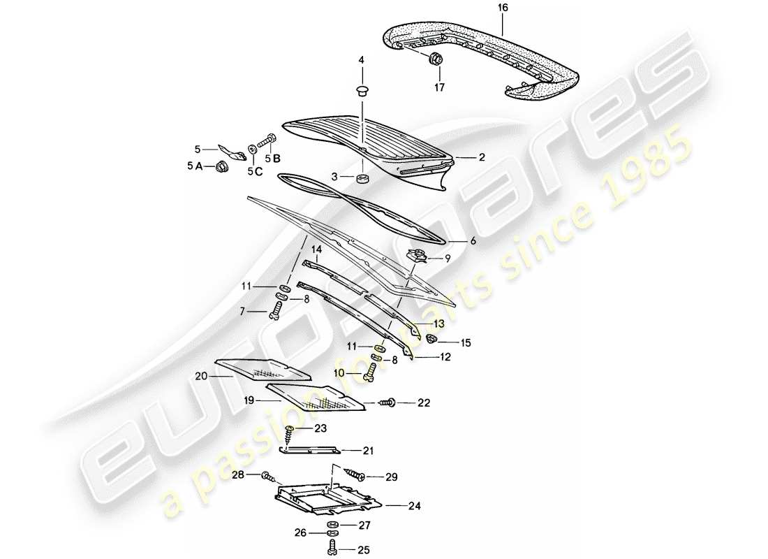 porsche 1987 (911) rear spoiler part diagram