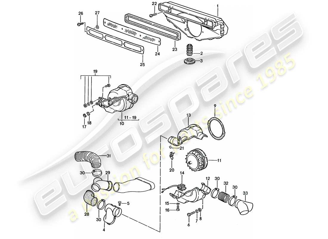 porsche 1987 (911) ventilation - heating system 1 part diagram