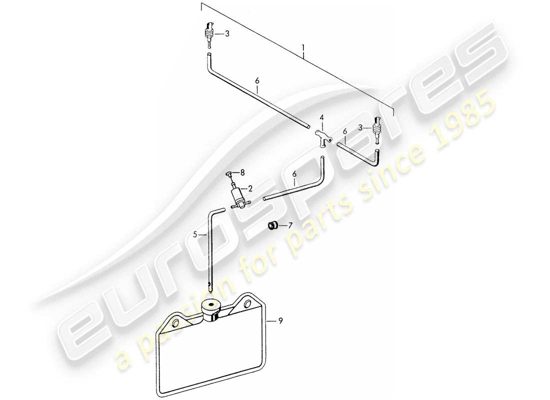 porsche 1955 (356/356a) windshield washer unit parts diagram