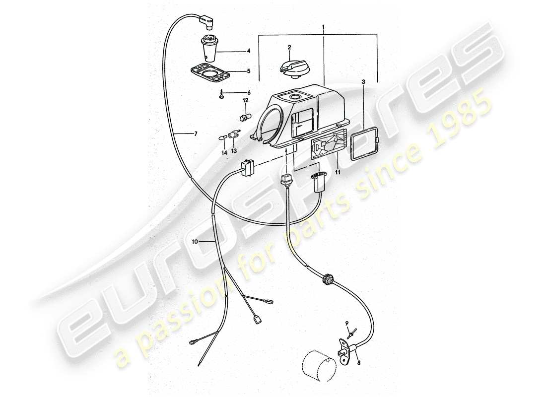 porsche 1976 (911 turbo) control mechanism - for - heater part diagram