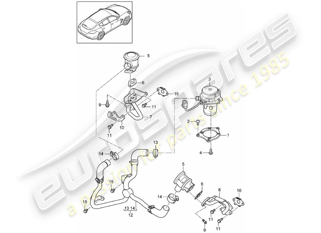 porsche panamera 970 (2014) exhaust emission control sys- parts diagram