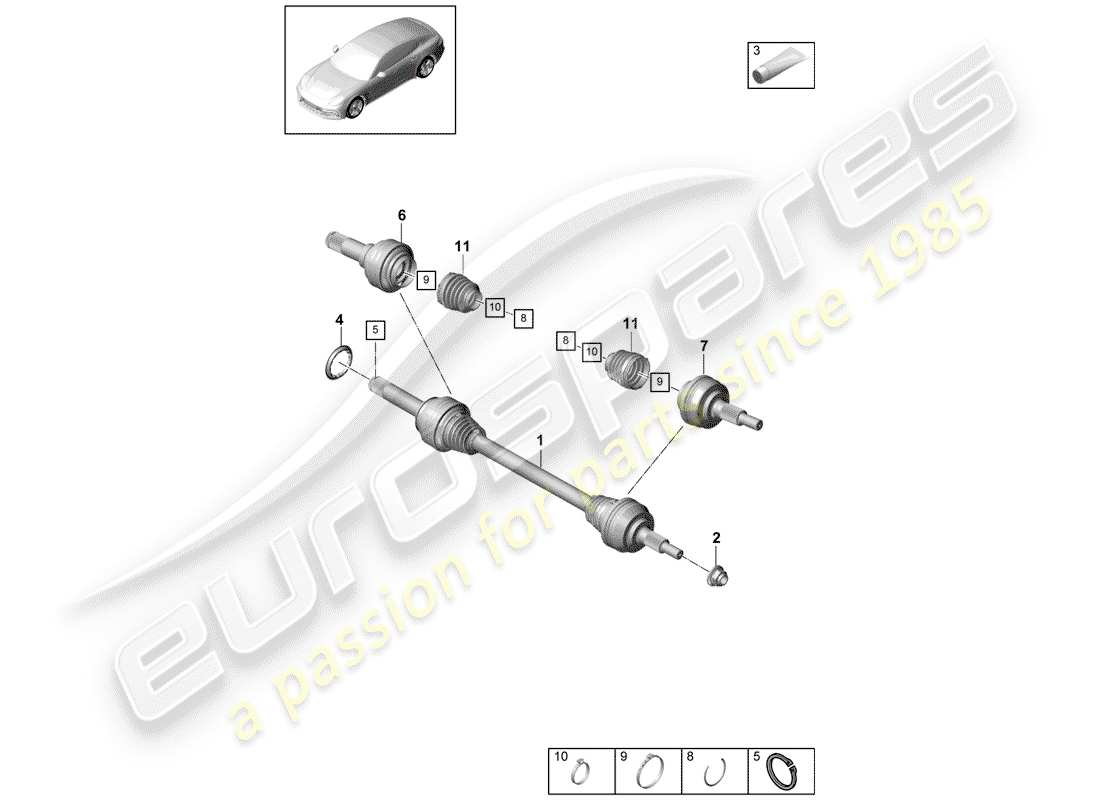 porsche 2019 (panamera 971-1) drive shaft part diagram