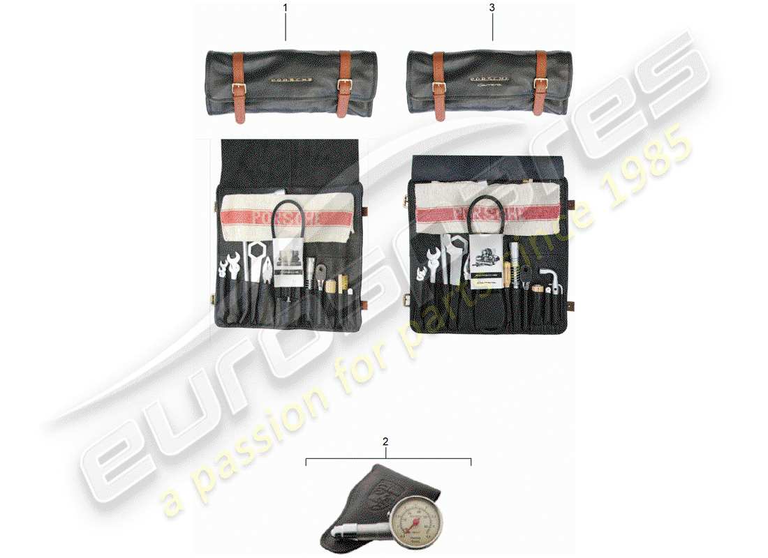porsche 1954 (356/356a) tool - and - accessories - first aid kit part diagram