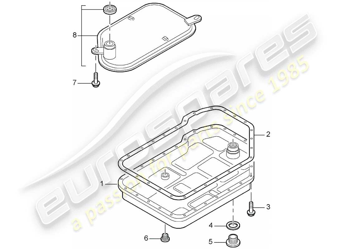 porsche 2001 (986 boxster) tiptronic - - oil filter - oil pan part diagram