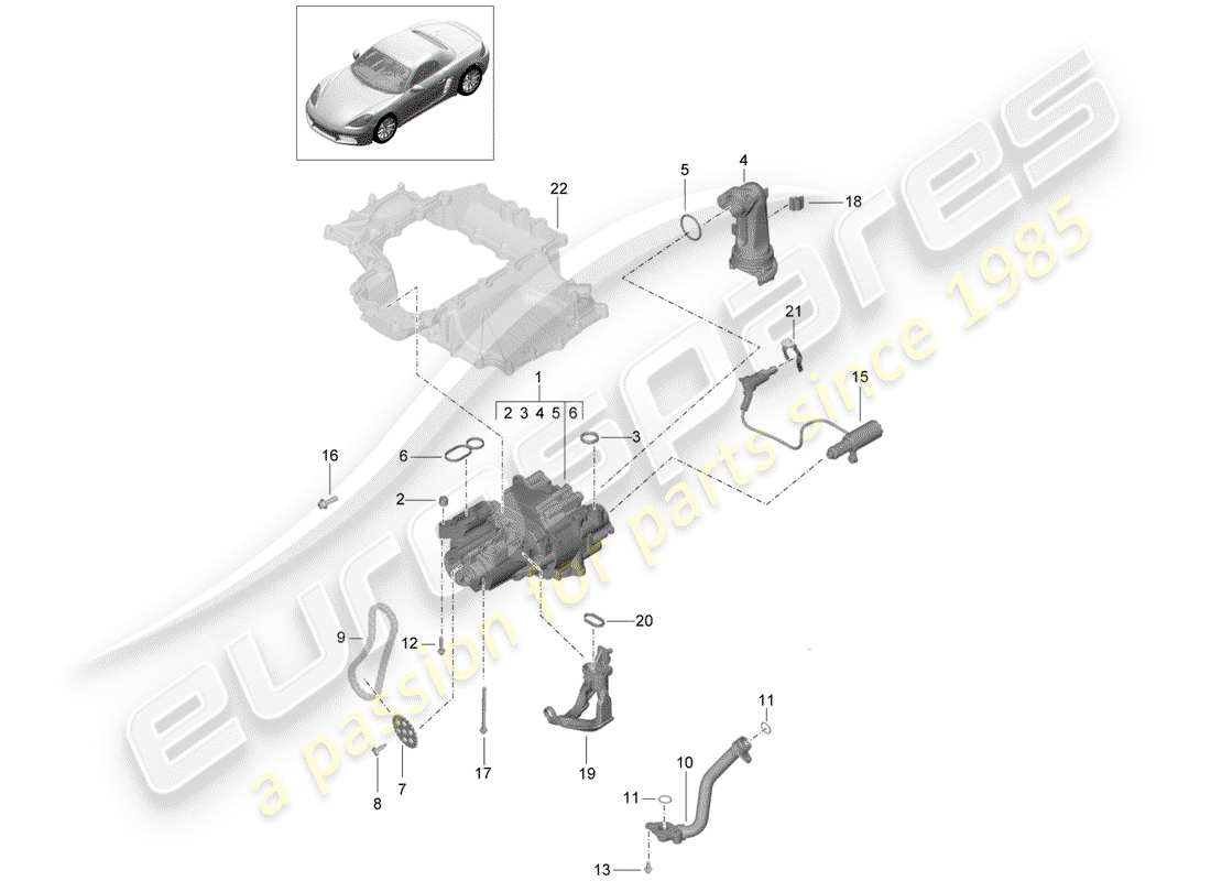 porsche 2018 (718 boxster) engine (oil press./lubrica.) part diagram
