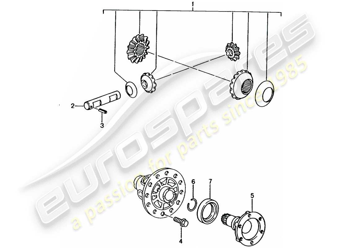 porsche 2004 (996) differential parts diagram