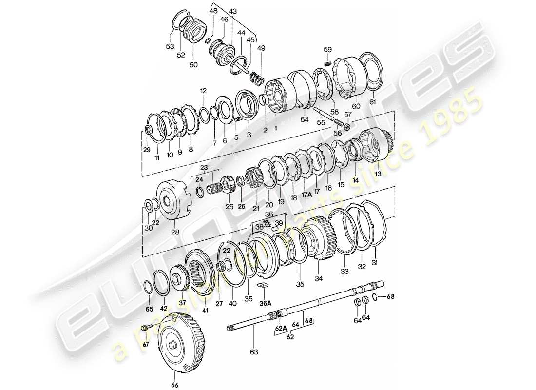 porsche 1983 (944) transmission parts - automatic transmission part diagram