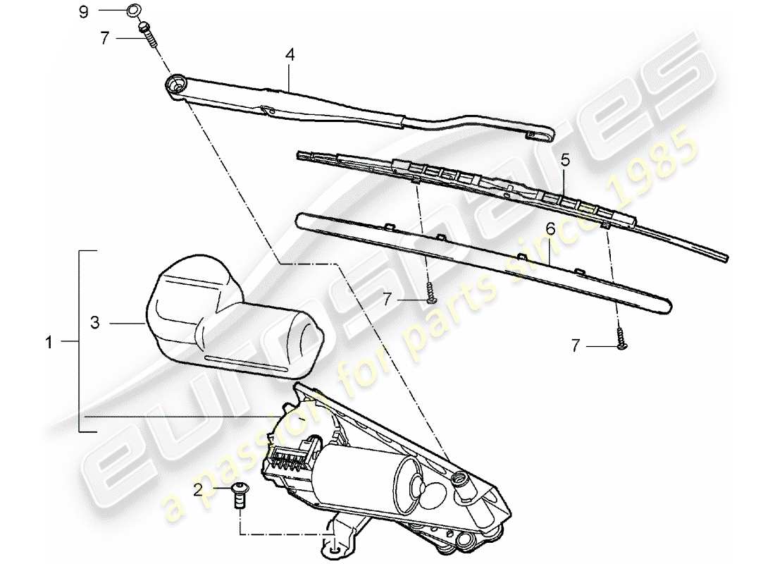 porsche 2004 (carrera gt) windscreen wiper system parts diagram