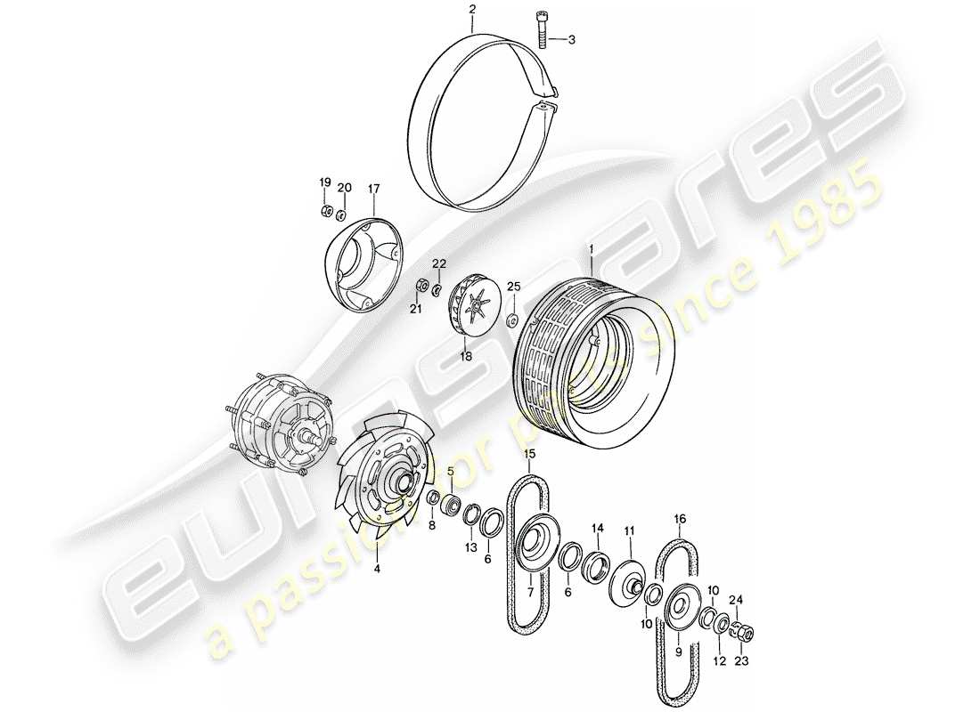 porsche 1987 (959) air cooling part diagram