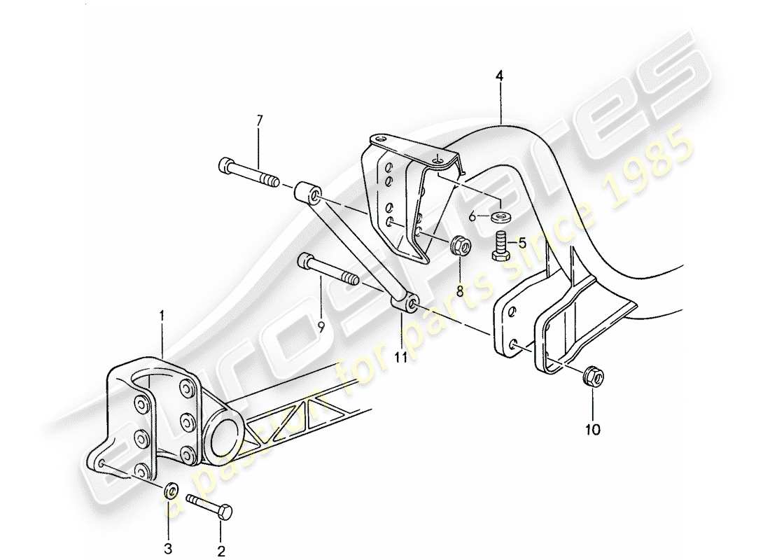 porsche 1987 (959) rear axle - cross member - cross member part diagram