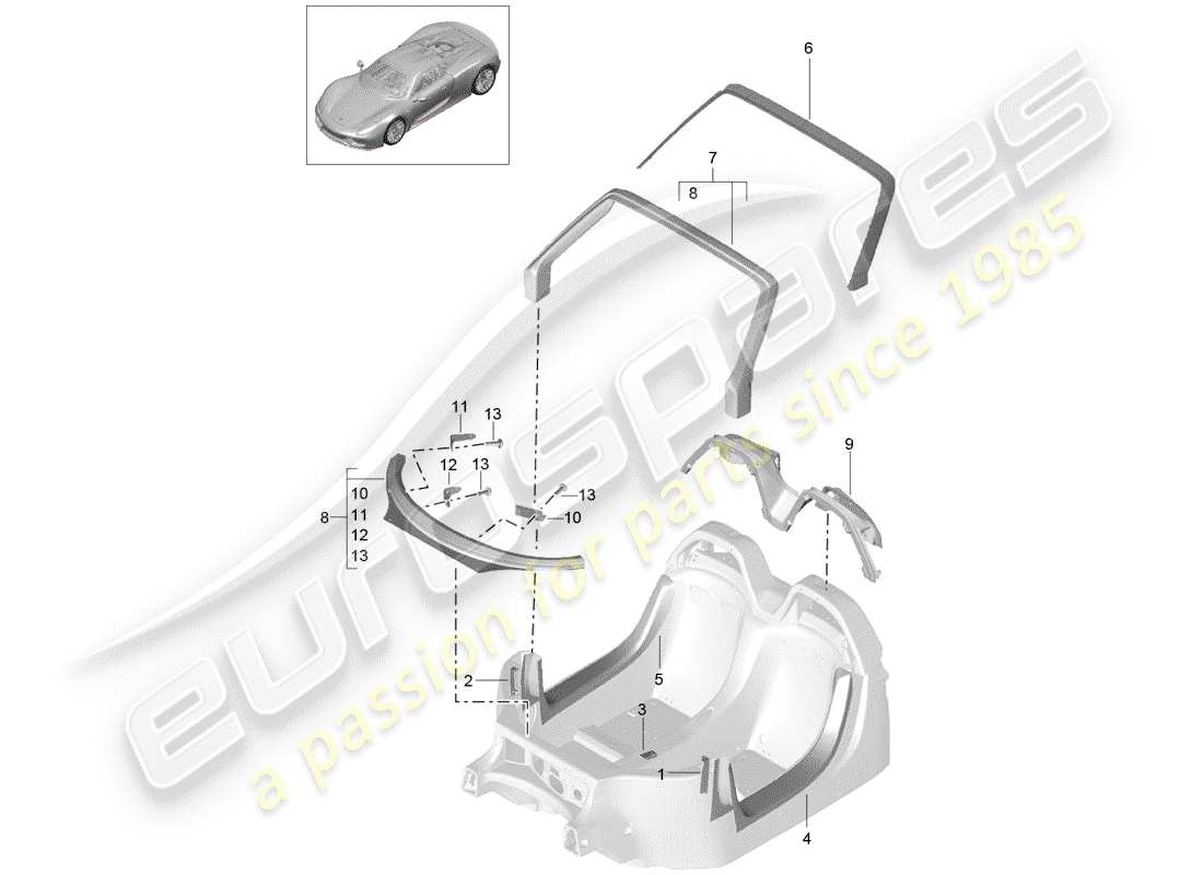 porsche 918 spyder (2015) special repair concept part diagram