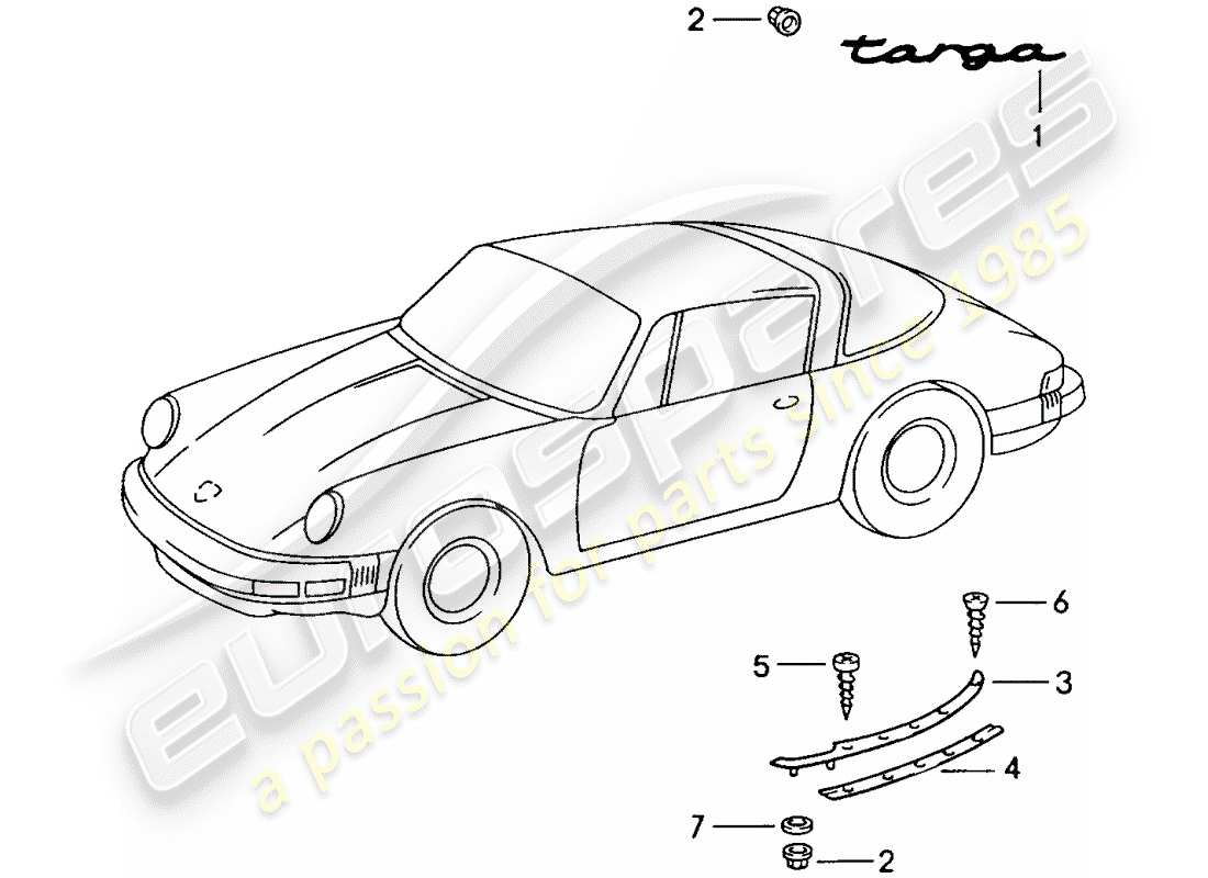 porsche 1984 (911) decorative fittings parts diagram