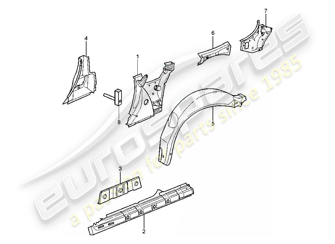 porsche 2005 (996 turbo / gt2) side panel parts diagram