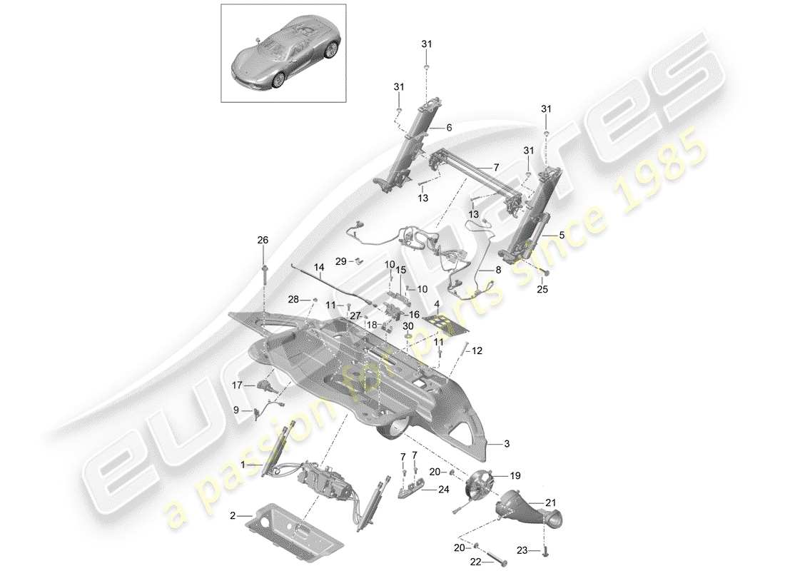 porsche 918 spyder (2015) drive unit for part diagram