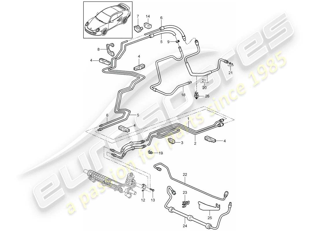 porsche 2013 (997-2 turbo / gt2 rs) power steering parts diagram