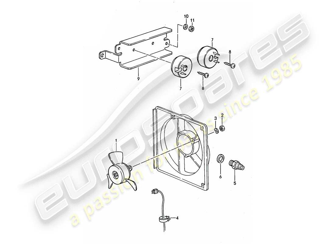 porsche 1994 (968) electric fan part diagram