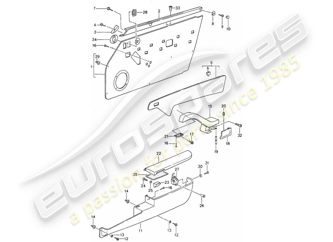 porsche 1994 (993) interior equipment - doors - d >> - mj 1996 part diagram