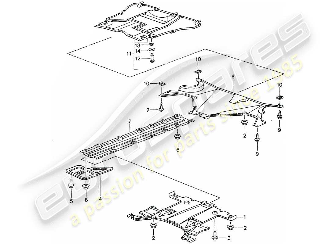 porsche 1994 (993) cover - for - underbody part diagram