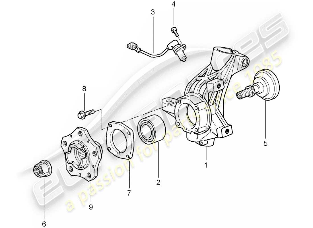 porsche 997 t/gt2 (2008) wheel carrier part diagram