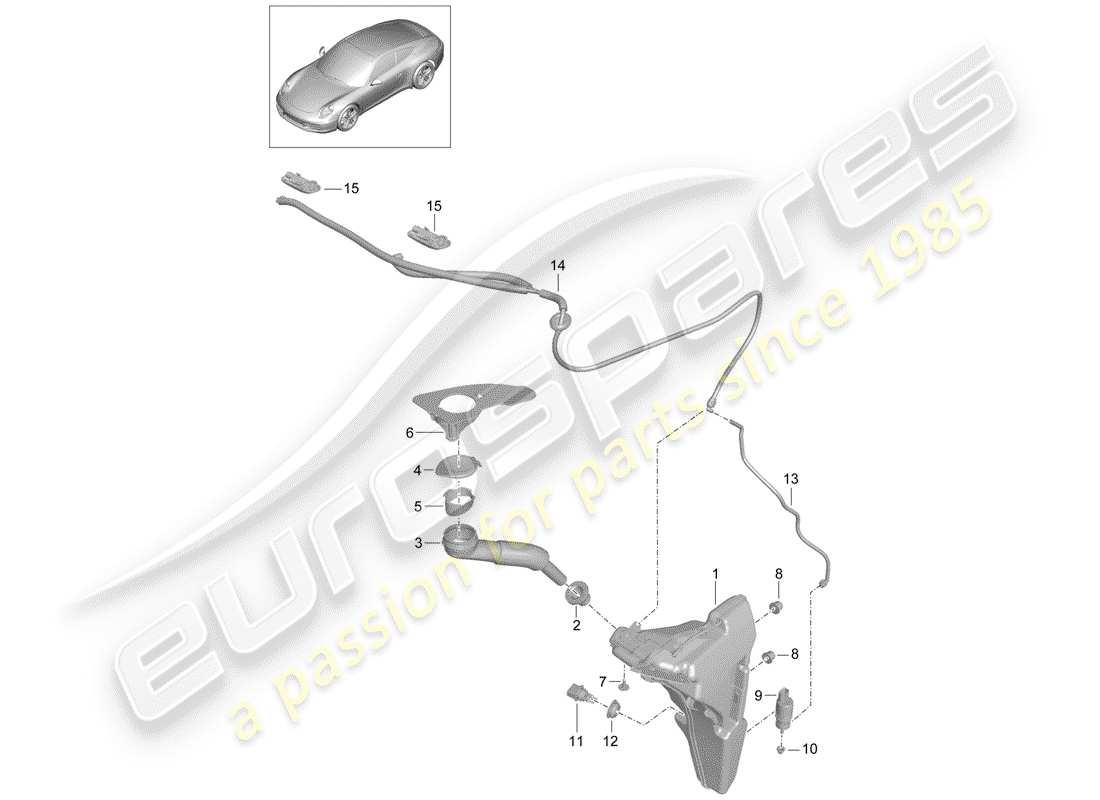 porsche 2015 (991-1) windshield washer unit part diagram