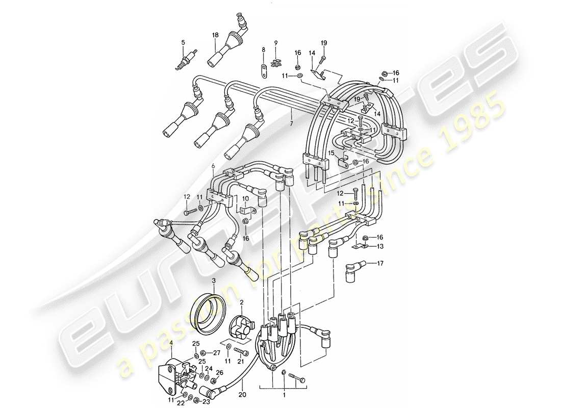 porsche 1987 (959) engine electrics 1 part diagram