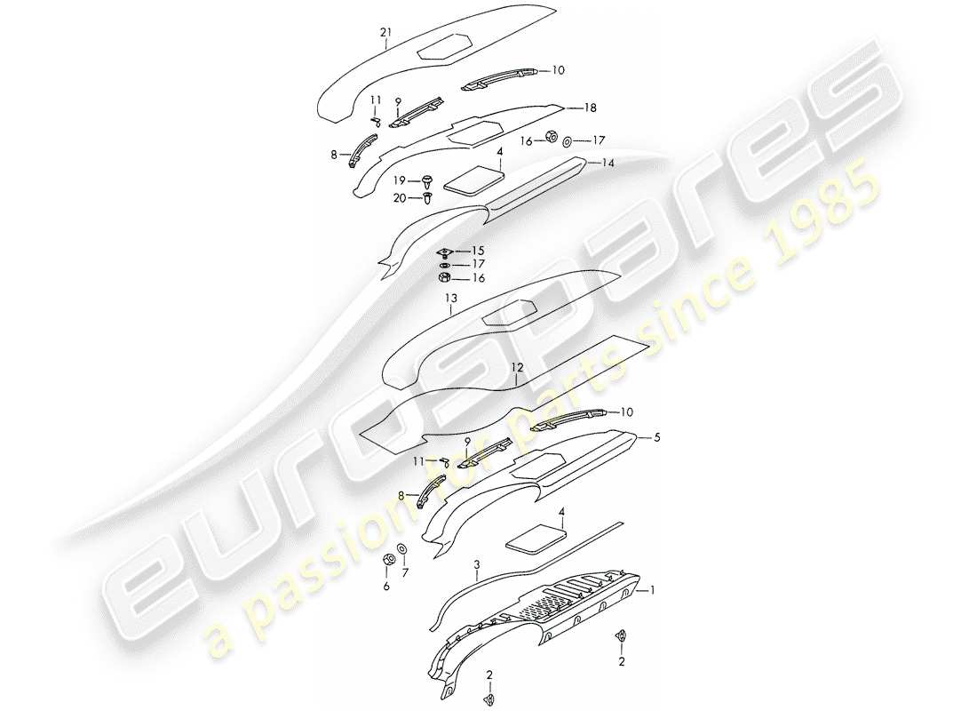 porsche 1966 (911/912) dashboard - dash panel trim - d >> - mj 1968 part diagram