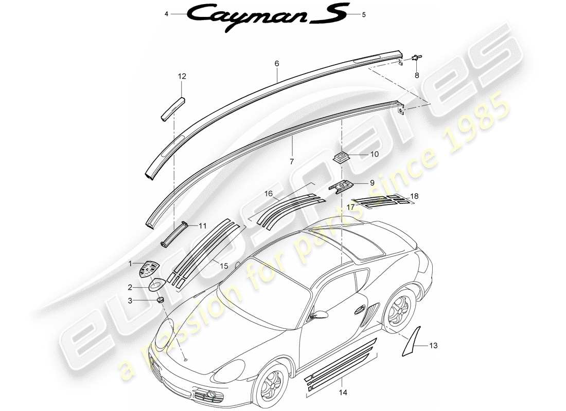 porsche 2006 (987 cayman) nameplates part diagram