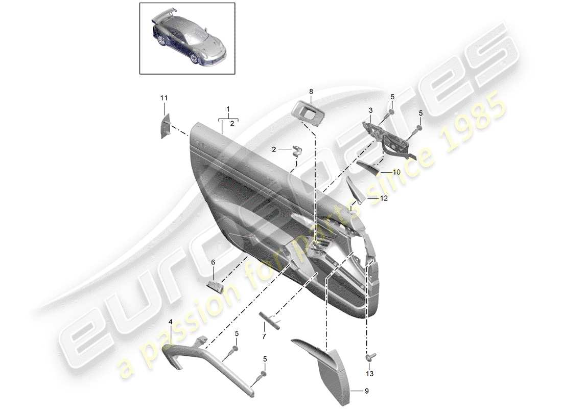 porsche 991 turbo (2014) door panel part diagram