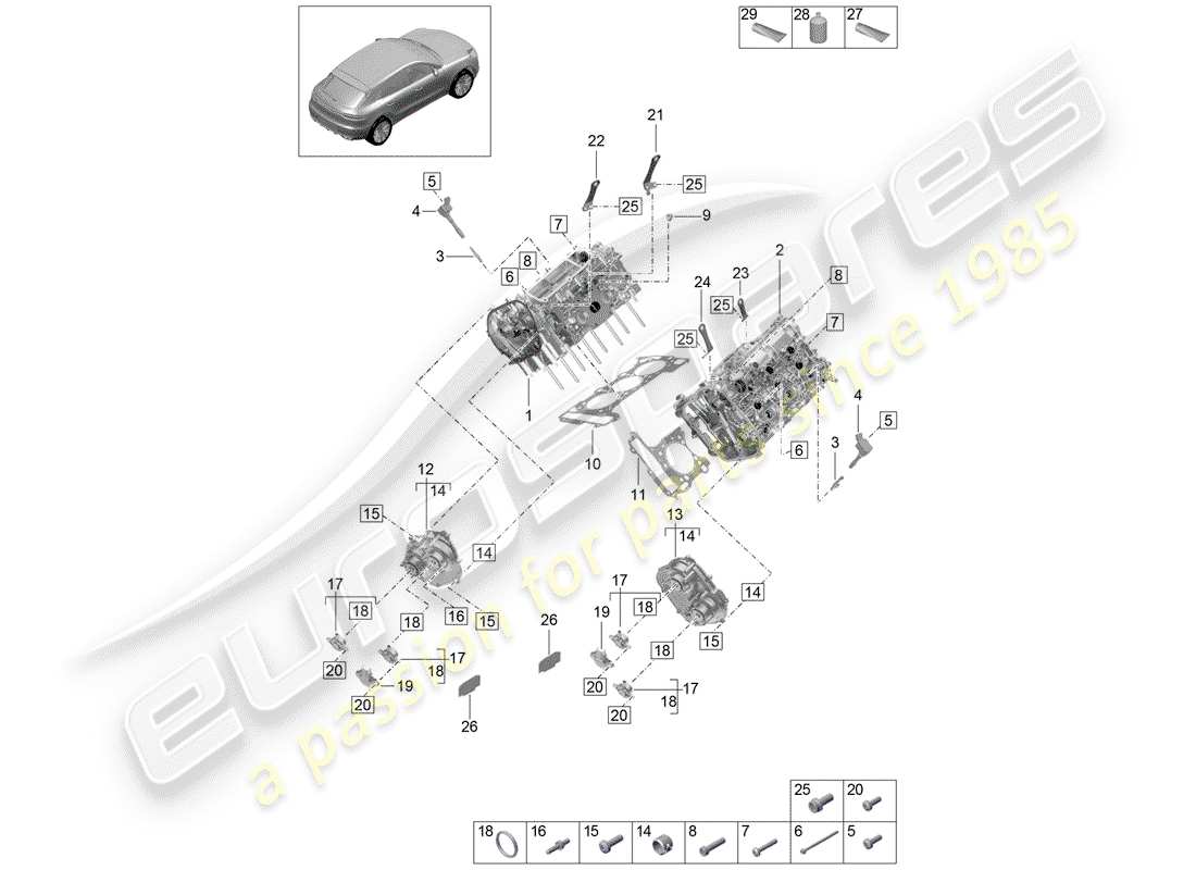 porsche 2020 (macan) cylinder head part diagram