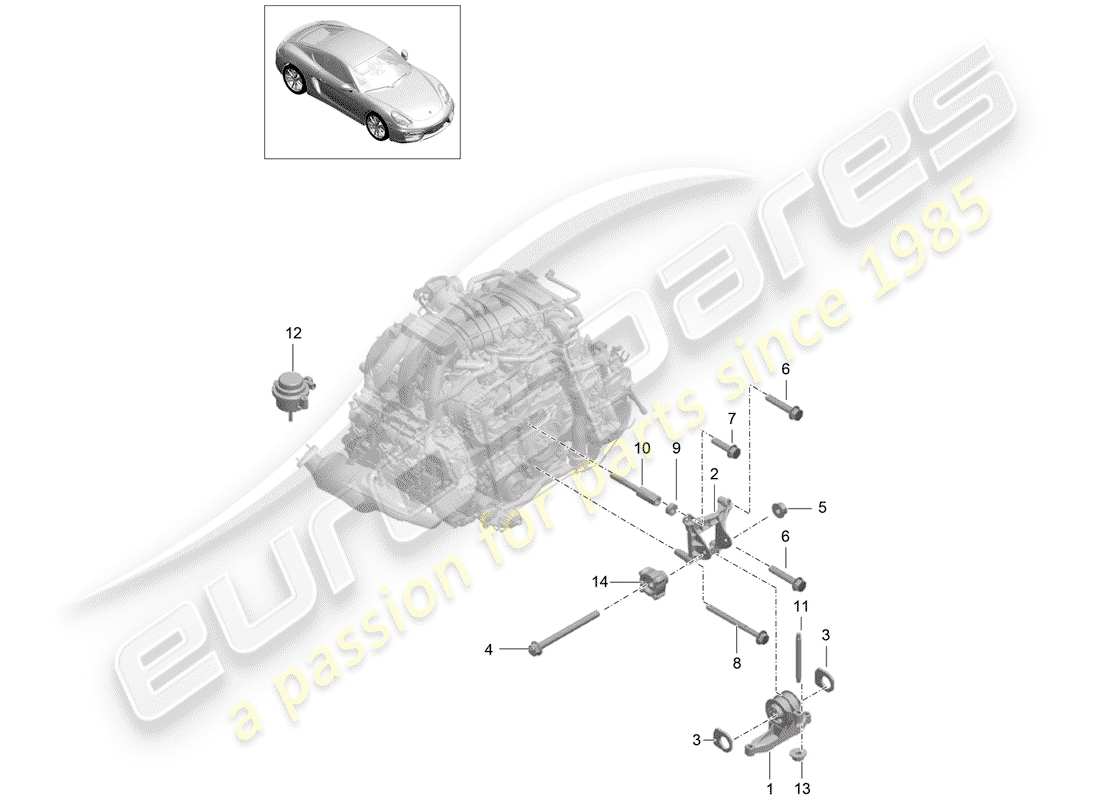 porsche 2016 (981 cayman) engine suspension part diagram