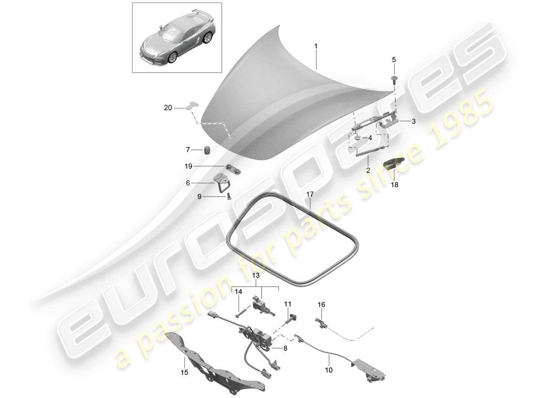 porsche 2016 (981 cayman gt4) cover part diagram