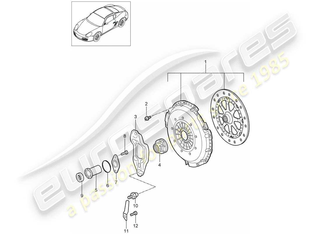 porsche 2011 (987 cayman) clutch part diagram