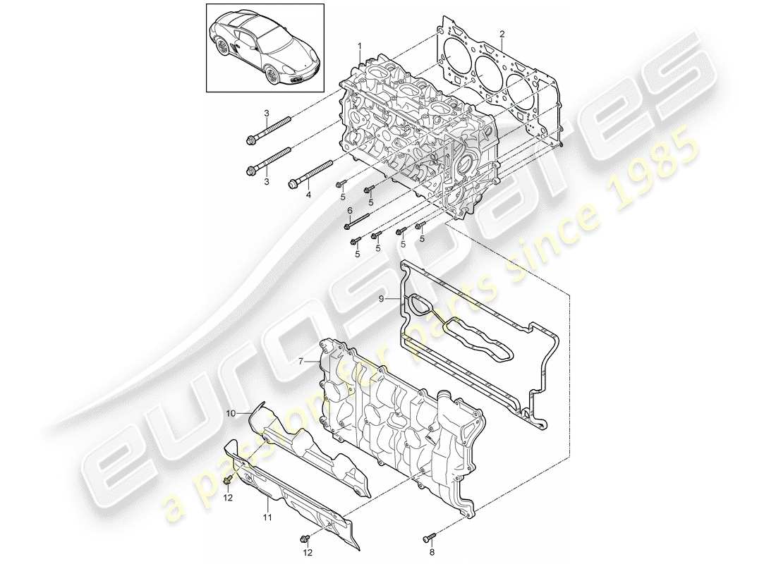 porsche 2011 (987 cayman) cylinder head part diagram