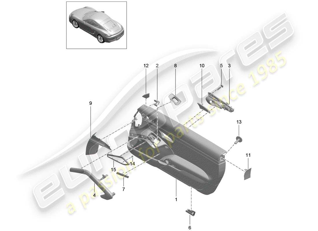 porsche 2016 (981 cayman) door panel part diagram